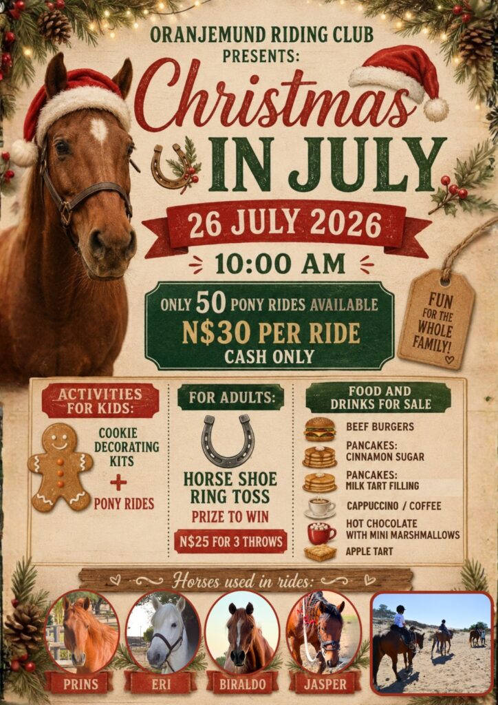 Oranjemund Riding Club. Christmas in July. 